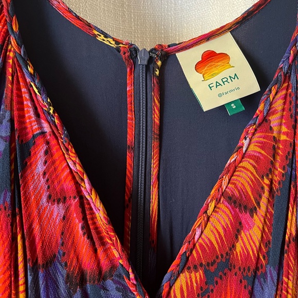 FARM Rio Red Blue Abstract Patches Maxi Dress - Picture 9 of 12